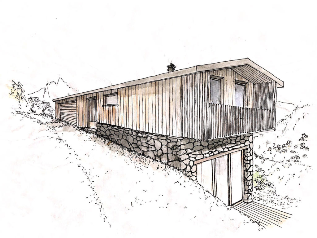 Chalets de la Girodière à Valmeinier : Dessin de la perspective du projet du chalet A.